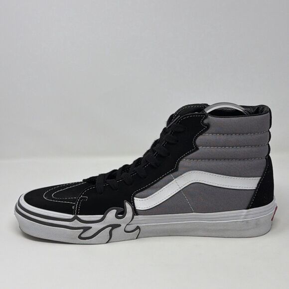Vans Sk8-Hi Shoes Mens Size 11 Gray Black White Flame High Top Skate Sneakers main image 4